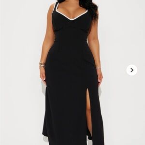 Fashion Nova Black Midi Dress with Slit